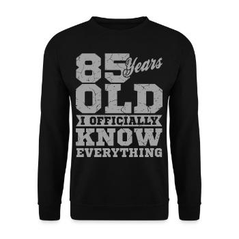 85 JAHRE ALT 85 Geburtstag Opa Lustig - Unisex Pullover - Schwarz - Vorne - Alina (178cm) & Michal (187cm)