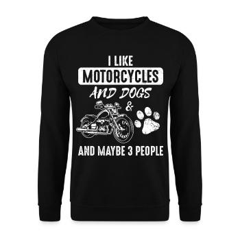 I Like Motorbikes and Dogs and Maybe 3 People - Sweat-shirt Unisexe - noir - Devant - Alina (178cm) & Michal (187cm)