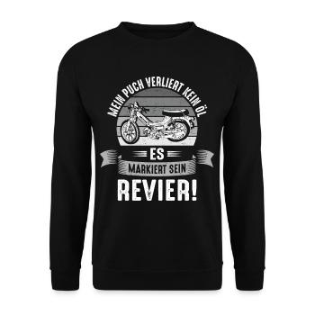 Mein Steyr verliert kein Öl markiert sein Revier - Unisex Pullover - Schwarz - Vorne - Alina (178cm) & Michal (187cm)