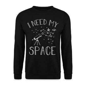 I Need My Space Cosmology Astronomy Telescope - Unisex Sweatshirt - black - Front - Alina (178cm) & Michal (187cm)