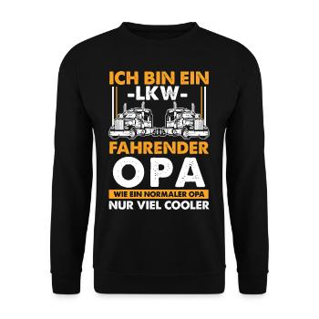 Vatertag Geschenk für LKW Fahrer Opa Geburtstag - Unisex Pullover - Schwarz - Vorne - Alina (178cm) & Michal (187cm)