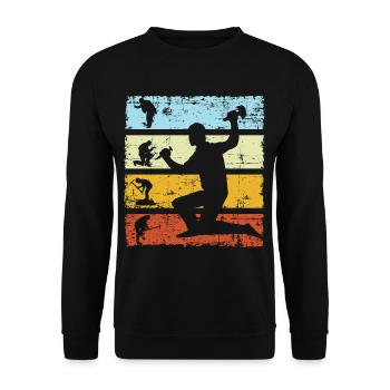 Retro Vintage Geologist Geology Stone Sunset - Unisex Sweatshirt - black - Front - Alina (178cm) & Michal (187cm)