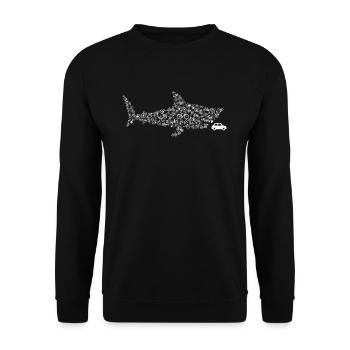 Fisch frisst Auto - Unisex Pullover - Schwarz - Vorne - Alina (178cm) & Michal (187cm)