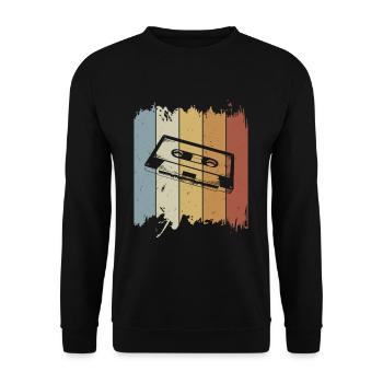 Retro Kassette Musik Oldschool Tape Mixtape - Unisex Pullover - Schwarz - Vorne - Alina (178cm) & Michal (187cm)