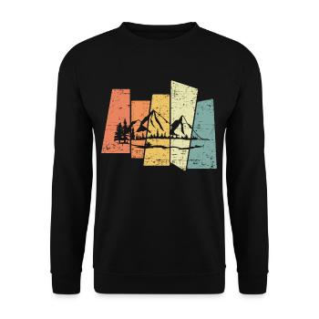 Retro Mountain Landscape Mountains Vintage - Unisex Sweatshirt - black - Front - Alina (178cm) & Michal (187cm)