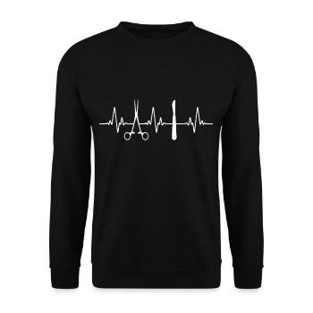 Chirurg Herzschlag - Unisex Pullover - Schwarz - Vorne - Alina (178cm) & Michal (187cm)