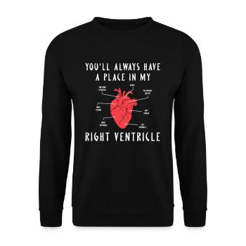 You'll always have a place in my right Ventricle - Unisex Sweatshirt - black - Front - Alina (178cm) & Michal (187cm)