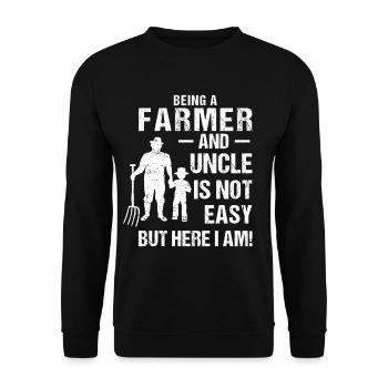 Being a Farmer and Uncle is not easy but here I am - Unisex Sweatshirt - black - Front - Alina (178cm) & Michal (187cm)