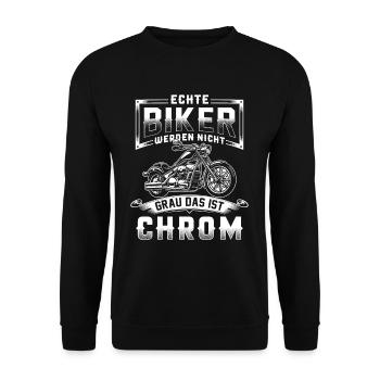 Biker werden Nicht Grau Das Ist Chrom Motorrad - Unisex Pullover - Schwarz - Vorne - Alina (178cm) & Michal (187cm)