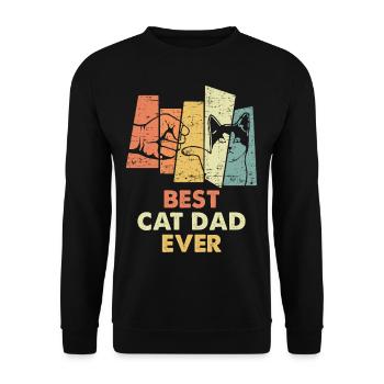 Vintage Best Cat Dad Ever Bump Fit - Sweat-shirt Unisexe - noir - Devant - Alina (178cm) & Michal (187cm)