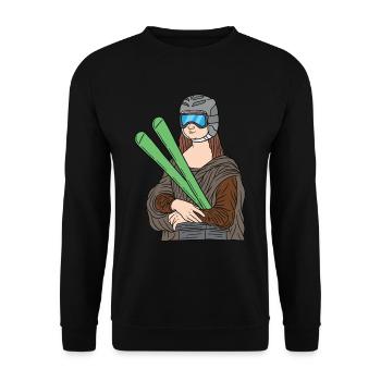 Mona Lisa Skier Leonardo Da Vinci Ski Winter - Unisex Sweatshirt - black - Front - Alina (178cm) & Michal (187cm)
