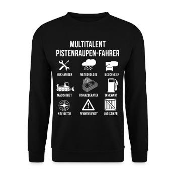 Multitalent Pistenraupe Pistenfahrzeug - Unisex Pullover - Schwarz - Vorne - Alina (178cm) & Michal (187cm)