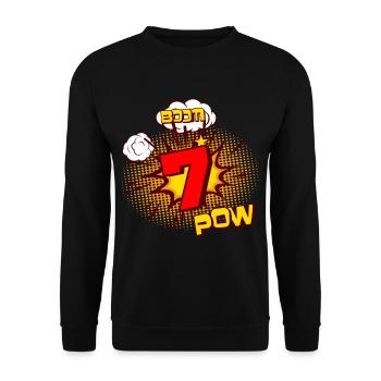 COMIC BIRTHDAY 7 years 7 birthday boys - Unisex Sweatshirt - black - Front - Alina (178cm) & Michal (187cm)