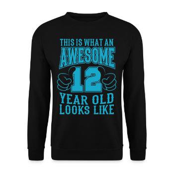 ICH BIN 12 JAHRE 12 Geburtstag Jungen 12 Jahre - Unisex Pullover - Schwarz - Vorne - Alina (178cm) & Michal (187cm)