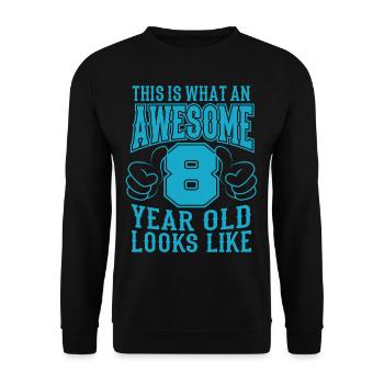 I AM 8 YEARS 8 birthday boy 8 years - Unisex Sweatshirt - black - Front - Alina (178cm) & Michal (187cm)