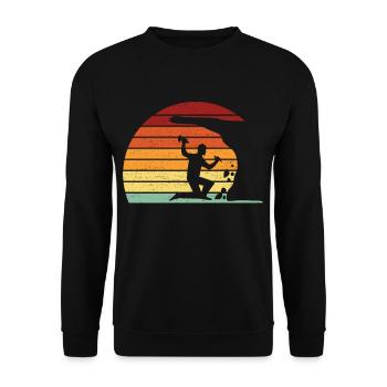Retro Vintage Geologist Geology Stone Sunset - Unisex Sweatshirt - black - Front - Alina (178cm) & Michal (187cm)