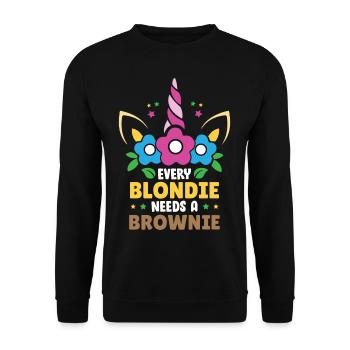 Every Blondie Needs a Brownie - Unisex Sweatshirt - black - Front - Alina (178cm) & Michal (187cm)
