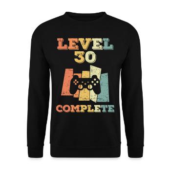 30. Geburtstag Mann 30 Jahre Level 30 1991 - Unisex Pullover - Schwarz - Vorne - Alina (178cm) & Michal (187cm)