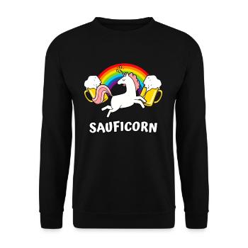 Sauficorn Lustiges Bier Einhorn Party Fun - Unisex Pullover - Schwarz - Vorne - Alina (178cm) & Michal (187cm)