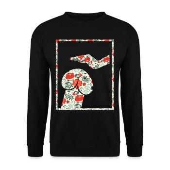 chien ou pénis fleurs drôles chemise - Sweat-shirt Unisexe - noir - Devant - Alina (178cm) & Michal (187cm)
