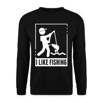 I like fishing angler shirt sarcasm men - Unisex Sweatshirt - black - Front - Alina (178cm) & Michal (187cm)