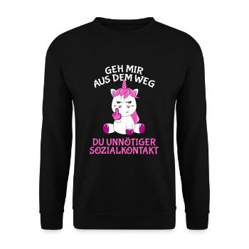 Geh Mir Aus Dem Weg Du Unnötiger SozialkontaktGehG - Unisex Pullover - Schwarz - Vorne - Alina (178cm) & Michal (187cm)