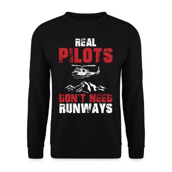 Real Pilots Don't Need Runways Helicopter - Unisex Sweatshirt - black - Front - Alina (178cm) & Michal (187cm)