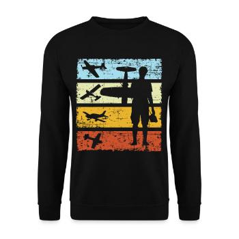 Model Airplane Aviation RC Flight retro vintage - Unisex Pullover - Schwarz - Vorne - Alina (178cm) & Michal (187cm)