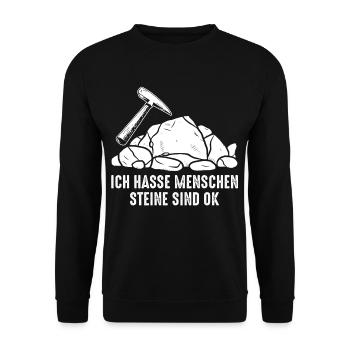 Ich Hasse Menschen Steine Sind Ok Geologe Geologie - Unisex Pullover - Schwarz - Vorne - Alina (178cm) & Michal (187cm)