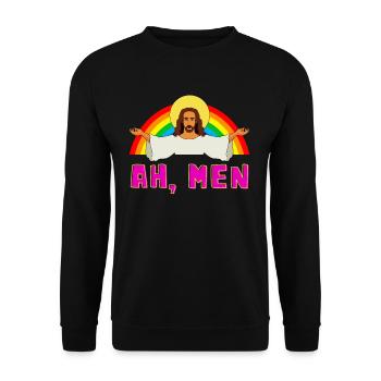 Lusiger LGBT Ah Man Jesus Gay Pride Arc-en-ciel - Sweat-shirt Unisexe - noir - Devant - Alina (178cm) & Michal (187cm)
