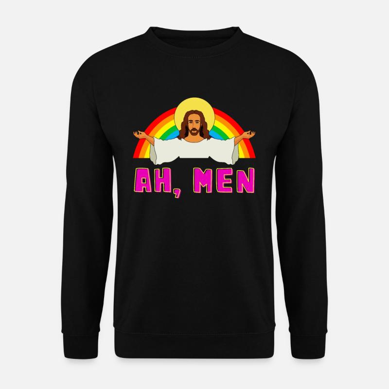 Lusiger LGBT Ah Man Jesus Gay Pride Regenbogen - Unisex Pullover - Schwarz
