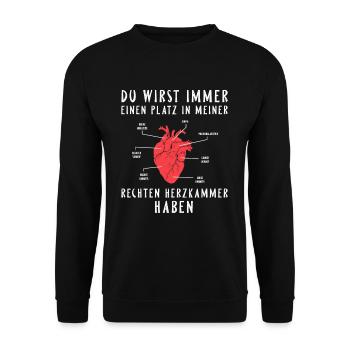 Lustiger Spruch Herzchirurg Kardiologie Herzkammer - Unisex Pullover - Schwarz - Vorne - Alina (178cm) & Michal (187cm)