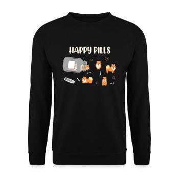 Nains de happy pills chiens Pomeranian chien - Sweat-shirt Unisexe - noir - Devant - Alina (178cm) & Michal (187cm)