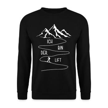 Ich Bin Der Lift Tourengeher Skitour Skifahrer - Unisex Pullover - Schwarz - Vorne - Alina (178cm) & Michal (187cm)