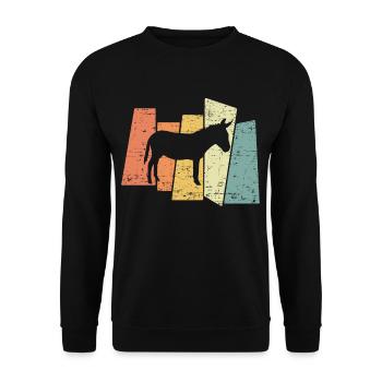 Retro Esel - Unisex Pullover - Schwarz - Vorne - Alina (178cm) & Michal (187cm)