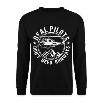 Real Pilots Don't Need Runways Helicopter - Unisex Sweatshirt - black - Front - Alina (178cm) & Michal (187cm)