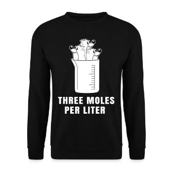 Trois Moles Per litre Chimie Science Chimiste - Sweat-shirt Unisexe - noir - Devant - Alina (178cm) & Michal (187cm)
