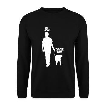 The Boss The Real Boss Dog Partner Dog Lovers - Unisex Sweatshirt - black - Front - Alina (178cm) & Michal (187cm)