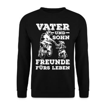 Motocross Vater Und Sohn Bike Motorrad Sohn - Unisex Pullover - Schwarz - Vorne - Alina (178cm) & Michal (187cm)