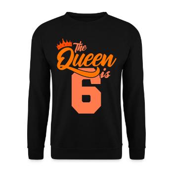 BIRTHDAY QUEEN 6 birthday girl 6 years - Unisex Sweatshirt - black - Front - Alina (178cm) & Michal (187cm)