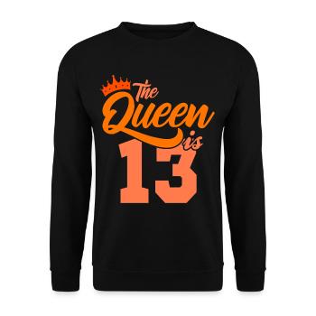 BIRTHDAY QUEEN 13 Geburtstag Mädchen 13 Jahre - Unisex Pullover - Schwarz - Vorne - Alina (178cm) & Michal (187cm)