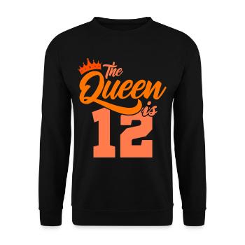 BIRTHDAY QUEEN 12 Geburtstag Mädchen 12 Jahre - Unisex Pullover - Schwarz - Vorne - Alina (178cm) & Michal (187cm)