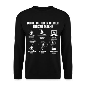 Lustiger Skifahrer Spruch Ski Tagesplan Skifahren - Unisex Pullover - Schwarz - Vorne - Alina (178cm) & Michal (187cm)