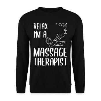 Massage Massagetherapeut Masseur Medizin - Unisex Pullover - Schwarz - Vorne - Alina (178cm) & Michal (187cm)