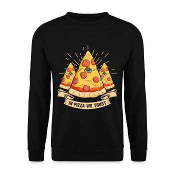 In pizza we trust iluminati fastfood - Unisex Sweatshirt - black - Front - Alina (178cm) & Michal (187cm)