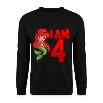 JE SUIS 4 ANS 4 anniversaire fille sirène - Sweat-shirt Unisexe - noir - Devant - Alina (178cm) & Michal (187cm)