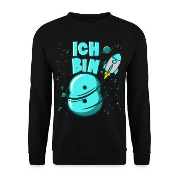 ICH BIN 8 Weltraum Kindergeburtstag 8 Jahre - Unisex Pullover - Schwarz - Vorne - Alina (178cm) & Michal (187cm)