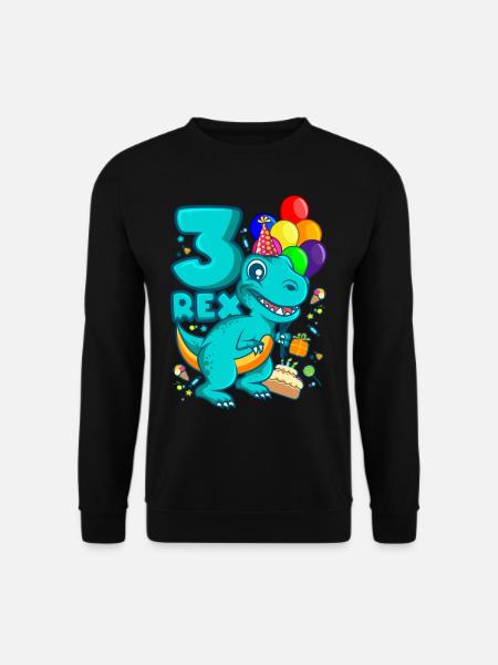 3 REX 3 Jahre DINO Geburtstag Dinosaurier - Unisex Pullover - Schwarz