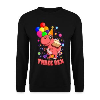THREE REX DINO Birthday 3 years dinosaur - Unisex Sweatshirt - black - Front - Alina (178cm) & Michal (187cm)