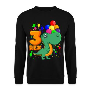 3 REX 3 ans dino anniversaire dinosaure - Sweat-shirt Unisexe - noir - Devant - Alina (178cm) & Michal (187cm)